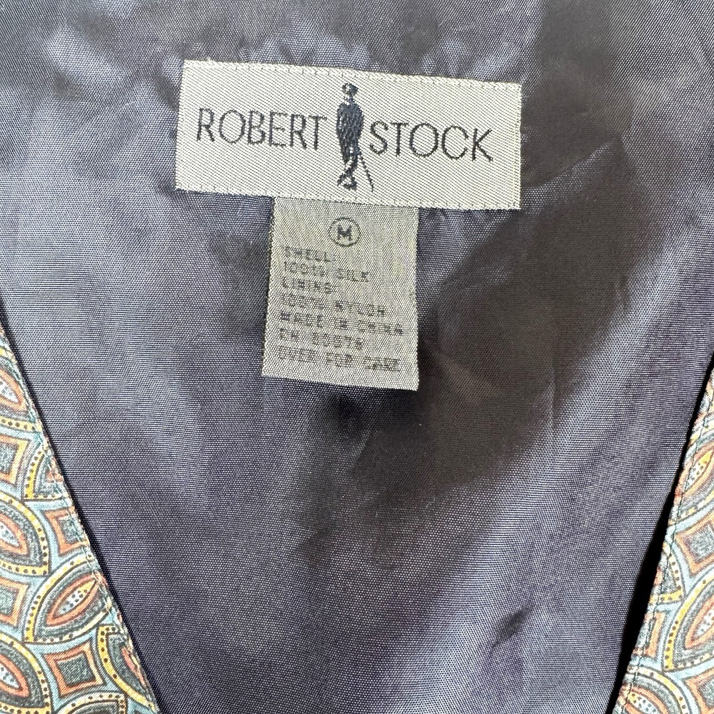 Robert Stock Silk Vest Mens Medium M Silk Trail Paisley Multicolor - Picture 4 of 11